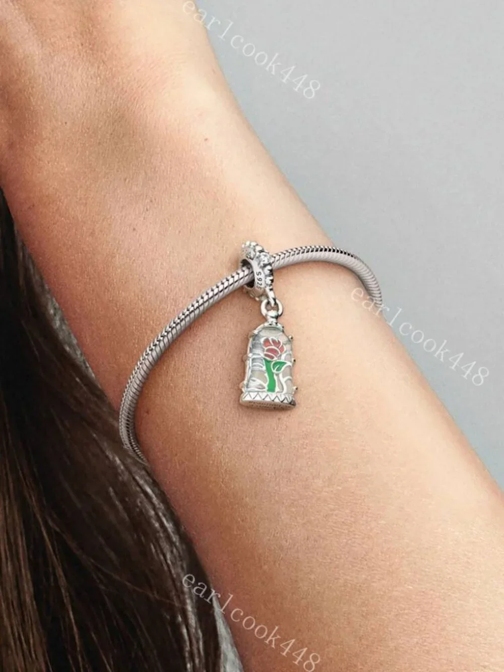 Disney Beauty and the Beast Enchanted Rose Dangle Charm